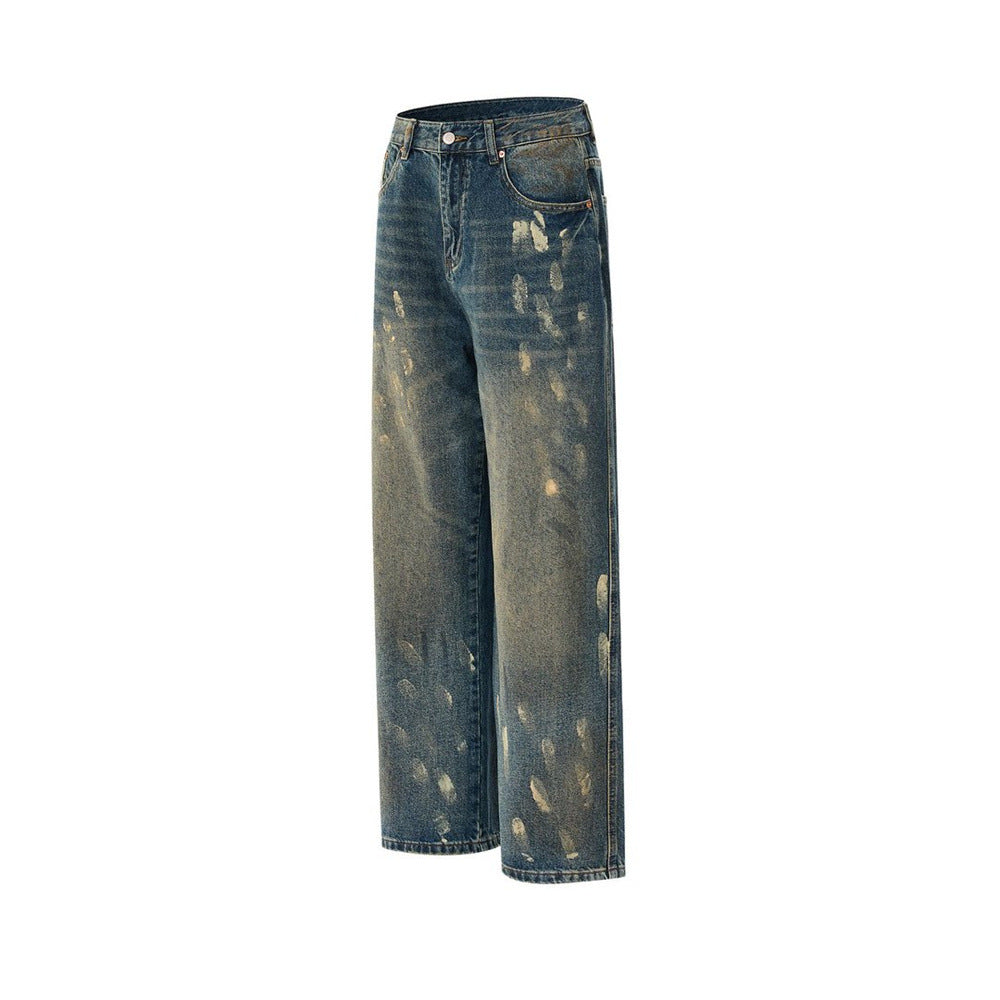 Baggy Fit Jeans Men – Distressed Vintage Wash Wide Straight-Leg Denim