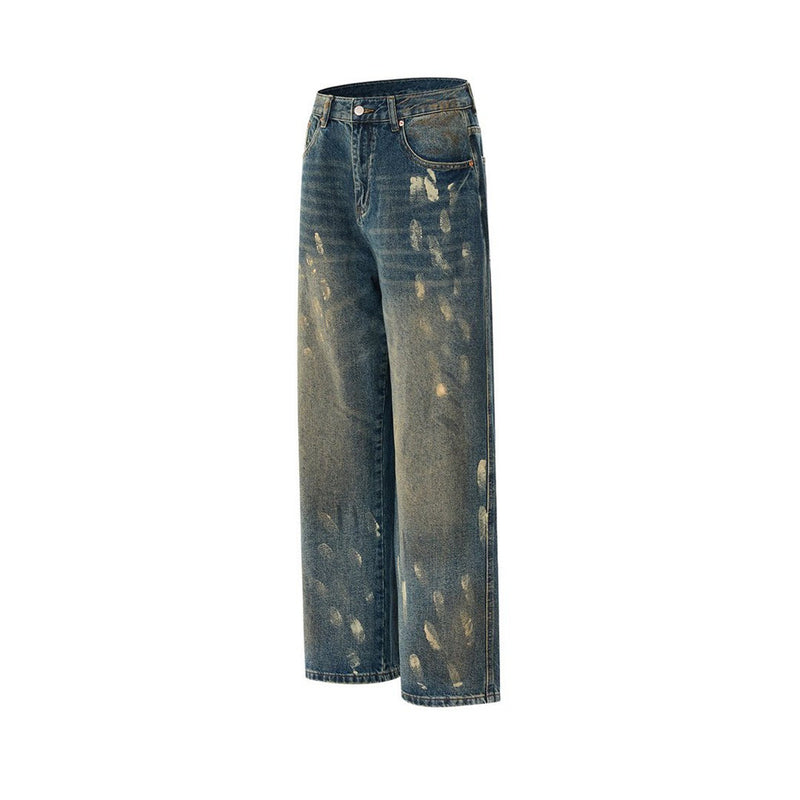 Baggy Fit Jeans Men – Distressed Vintage Wash Wide Straight-Leg Denim