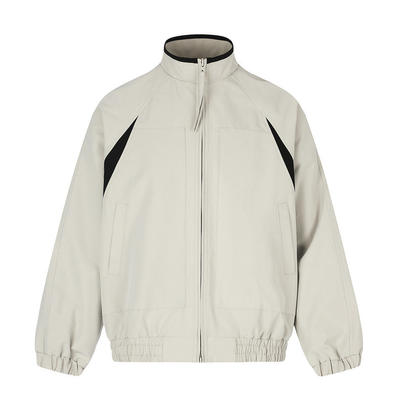 Mock Neck Colorblock Track Jacket – Relaxed Fit Zip-Up Windbreaker