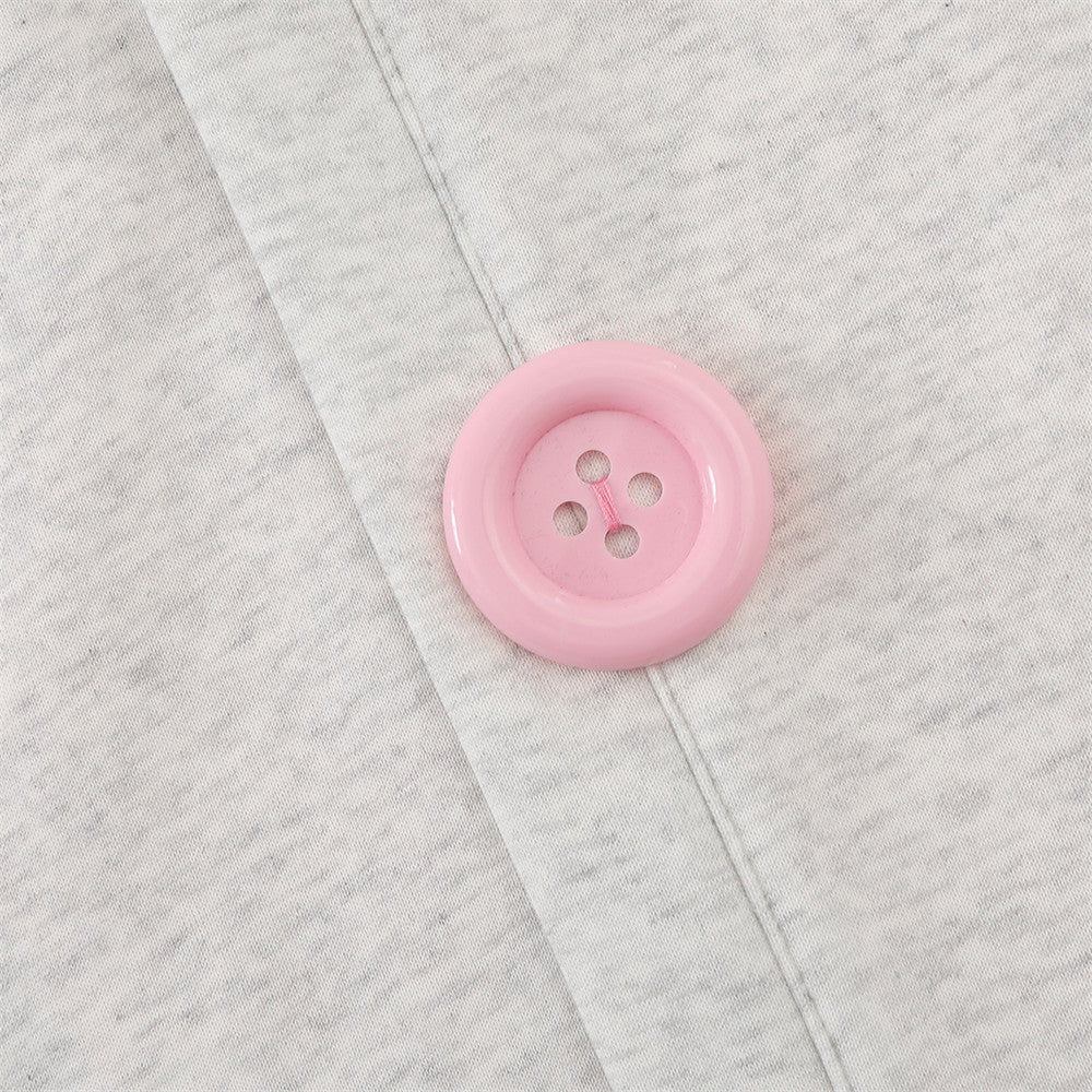 Demon Horn Hoodie – Oversized Button-Front Sweatshirt with 3-Stripe Sleeve