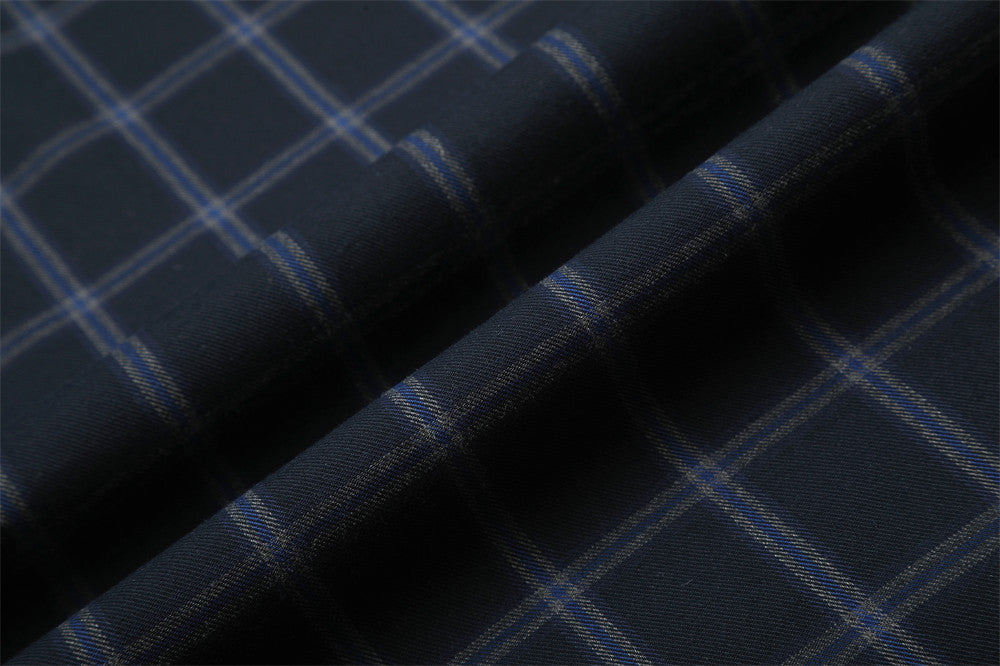 Wide-Leg Plaid Trousers – Men's High-Street Button-Fly Straight Pants