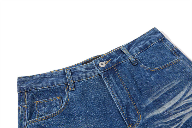 Men's Washed Distressed Flare Jeans – Wide Leg Relaxed Fit Denim