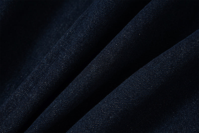 Veste bomber en denim indigo foncé – Coupe carrée oversize avec base élastiquée