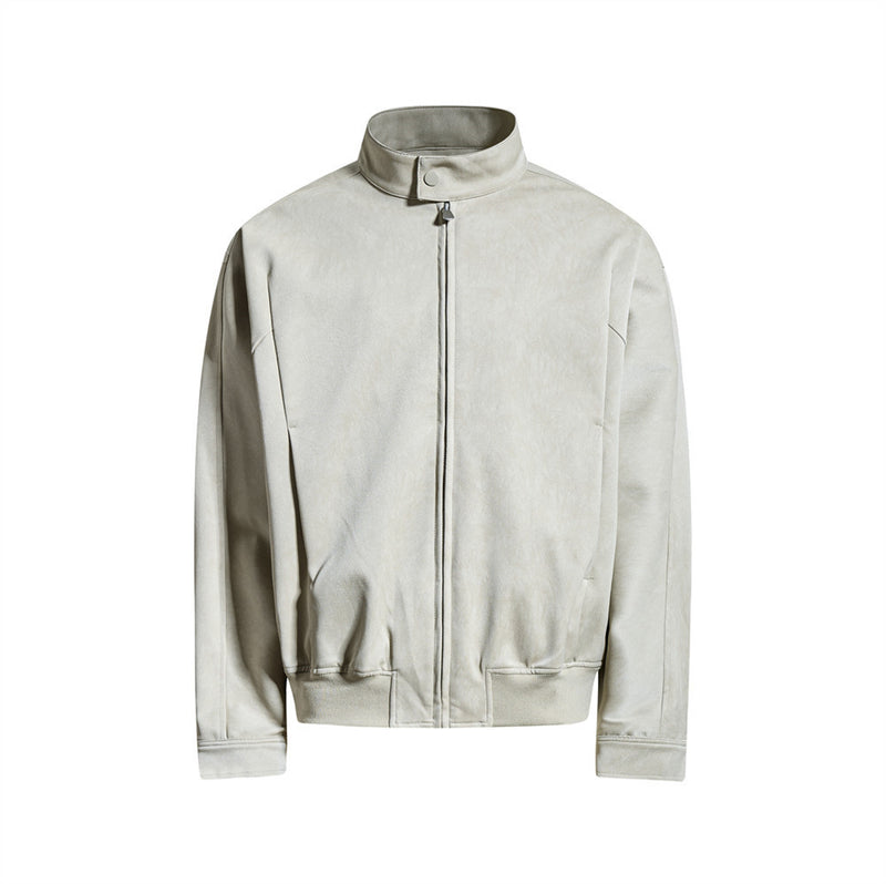 Blouson bomber homme oversize en similicuir PU – Col montant et zip intégral