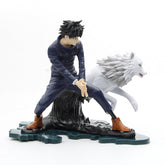 The 17 cm Jujutsu Kaisen Megumi Fushiguro & Tsumiki PVC Figure is a must-have collectible, showcasing Megumi in a dark outfit with a wolf companion, capturing dynamic motion and detail.