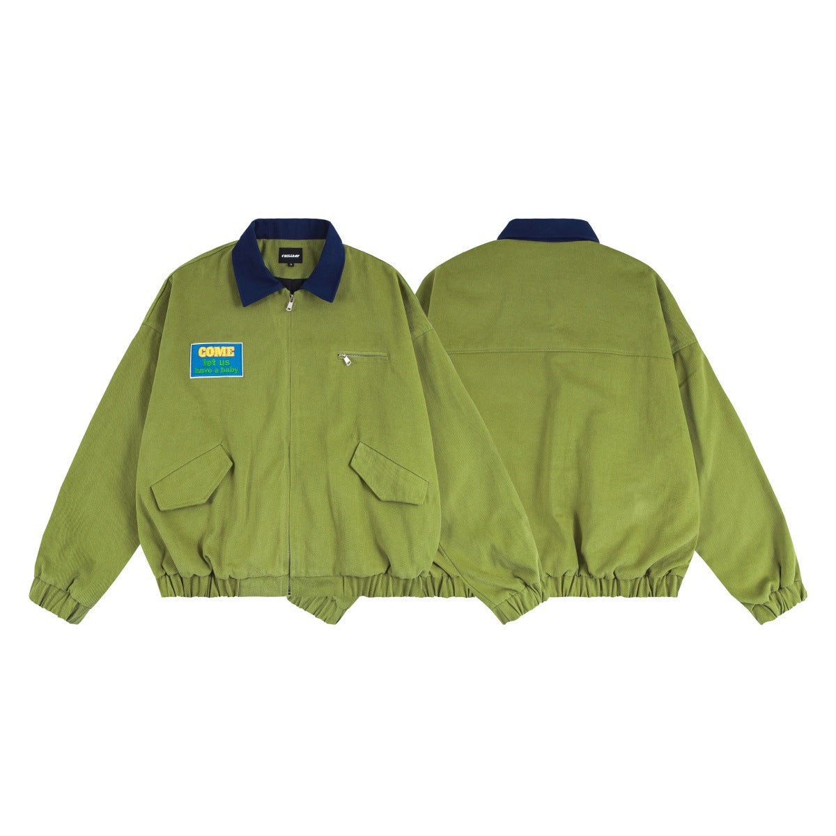 Veste Harrington rétro color block – Veste de travail zippée à col contrastant