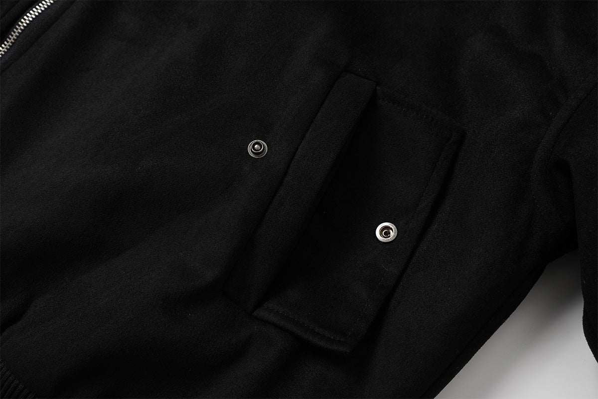 Bomber en suédine avec capuche en fausse fourrure – Manteau d’hiver oversize