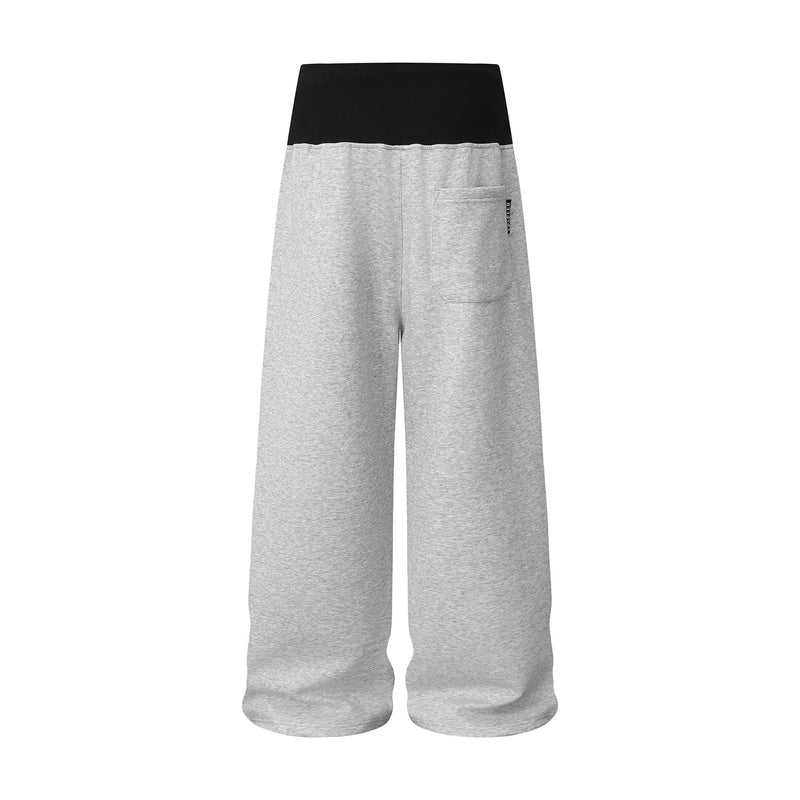 Pantalon de survêtement baggy à jambes larges avec imprimé croix – taille haute colorblock