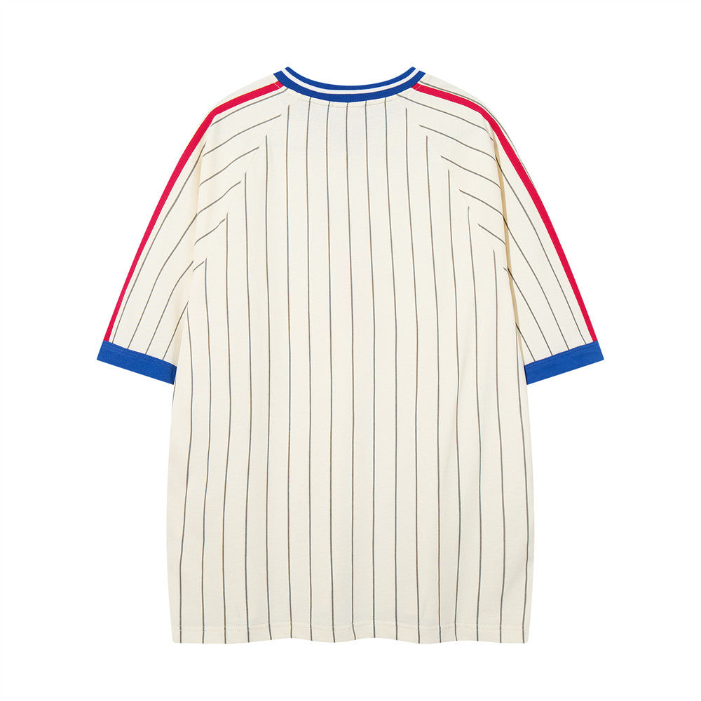 Pinstripe Soccer Jersey T-Shirt – Number 7 V-Neck Oversized Tee