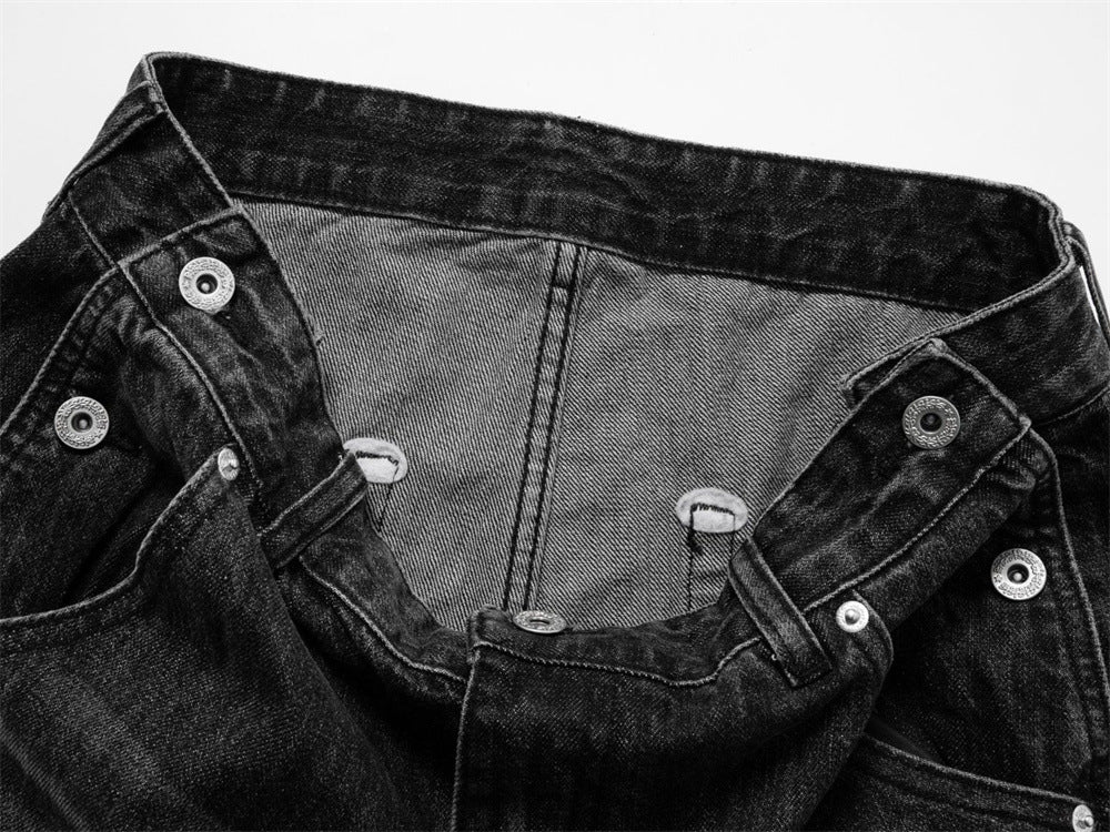 Baggy Black Jeans Men – Wide Leg Vintage Washed Straight Denim Pants