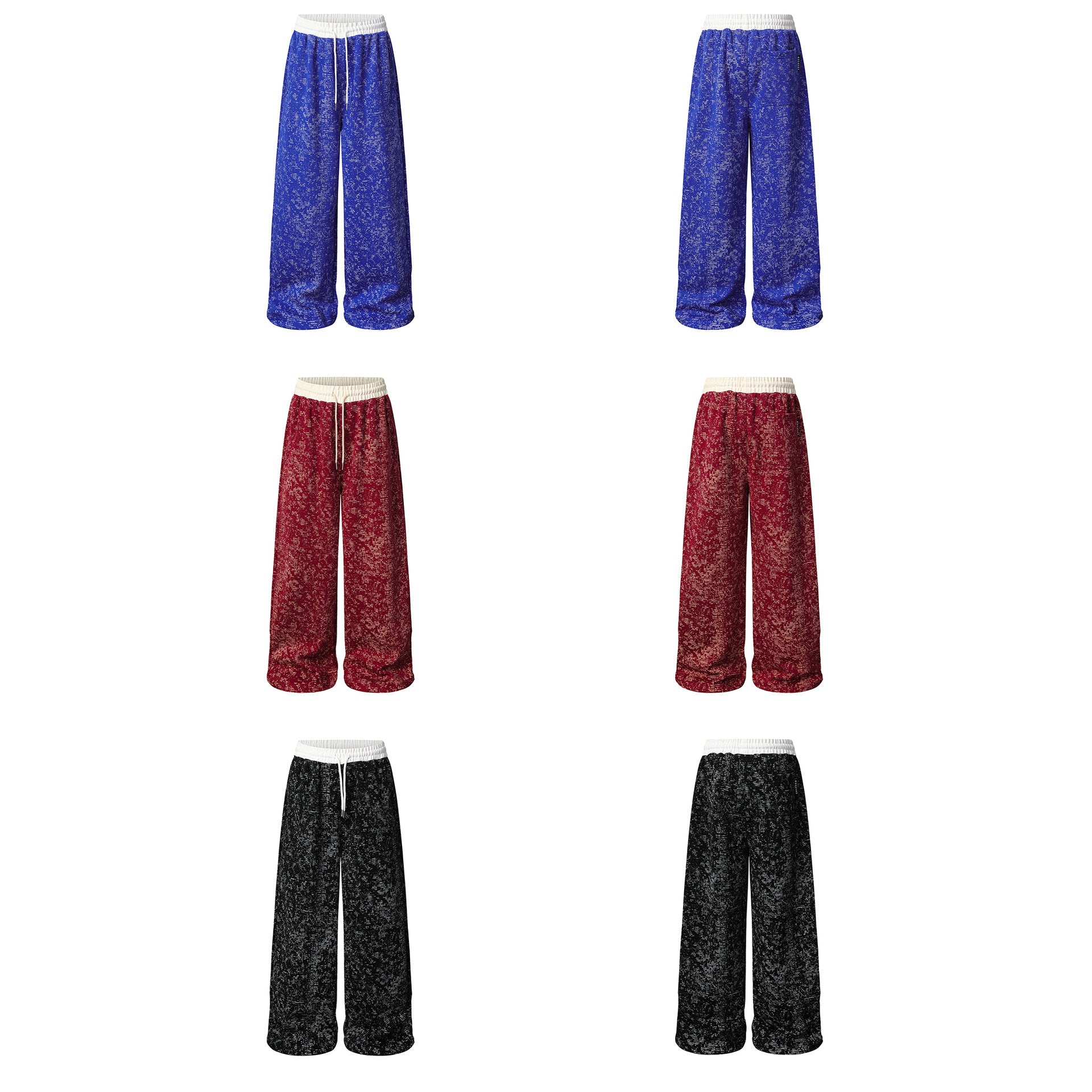 Pantalon de survêtement à jambes larges en maille jacquard délavée streetwear