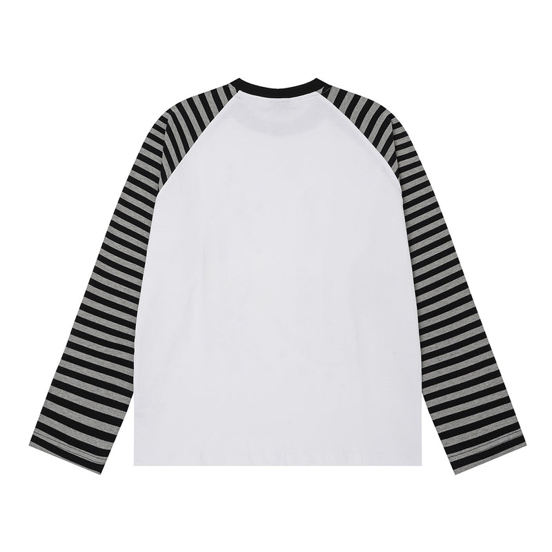 Gestreiftes Langarm-Raglan-Shirt – Retro-Anker-Print im Subkultur-Stil