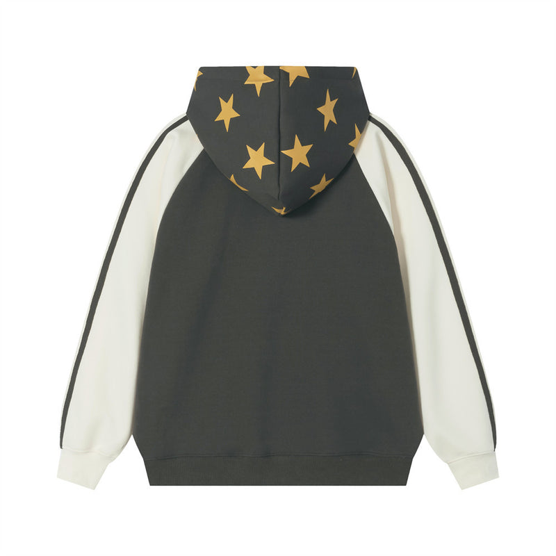 Hoodie mit Cartoon-Bär- und Kaktusgrafik, Colorblock-Raglanärmeln