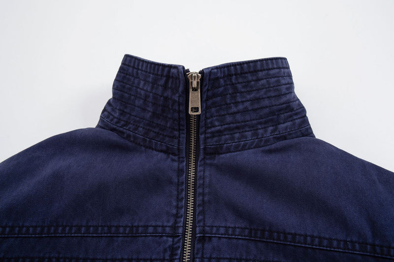 Men's Vintage Washed Moto Zip Jacket – Deconstructed Seam Detroit Style