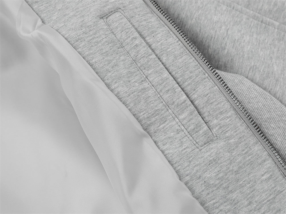 Stand Collar Zip-Up Jacket – Relaxed Fit with Drawstring Hem & Snap Detail