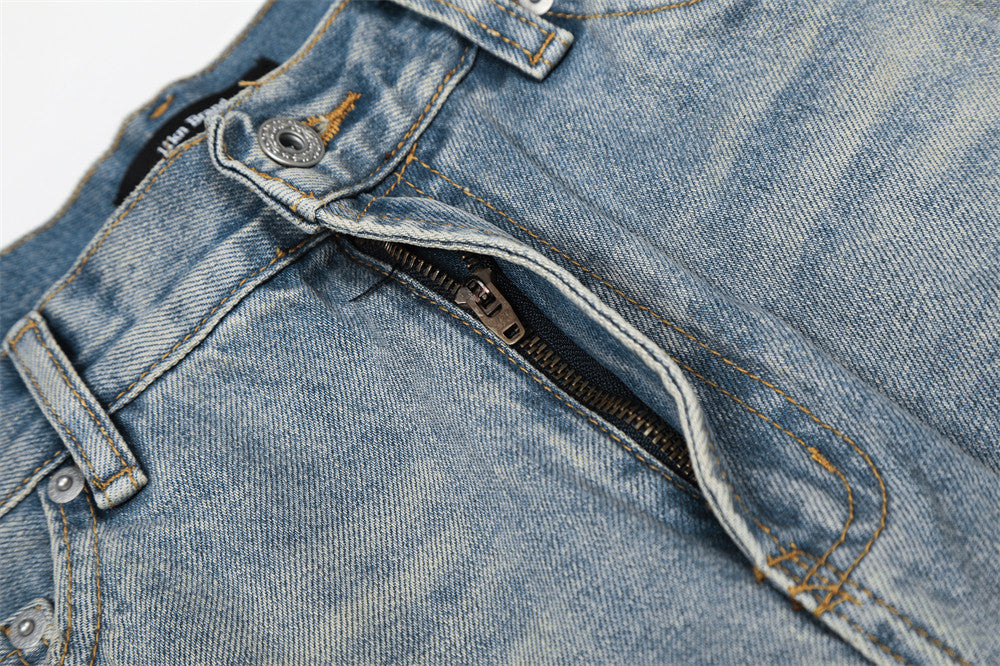 Wide-Leg Straight Jeans – American Vintage Washed Denim