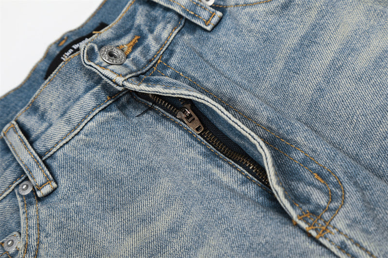 Wide-Leg Straight Jeans – American Vintage Washed Denim