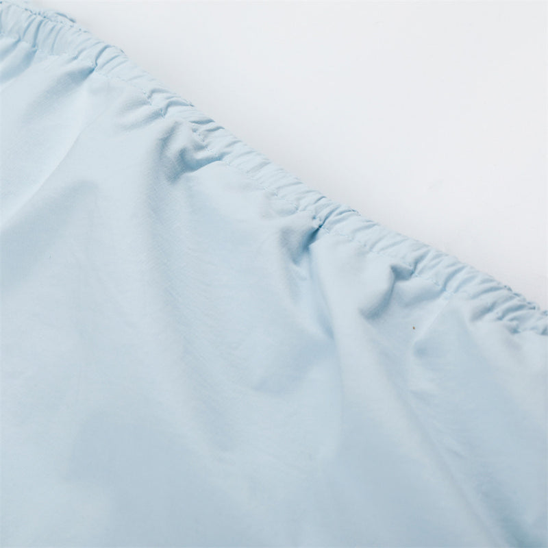 Wide-Leg Parachute Pants with Ruched Side Drawstring & Layered Flap Detail