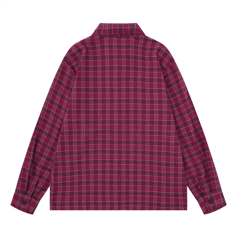 Plaid Long Sleeve Button-Up Shirt – Oversized Vintage Washed Flannel