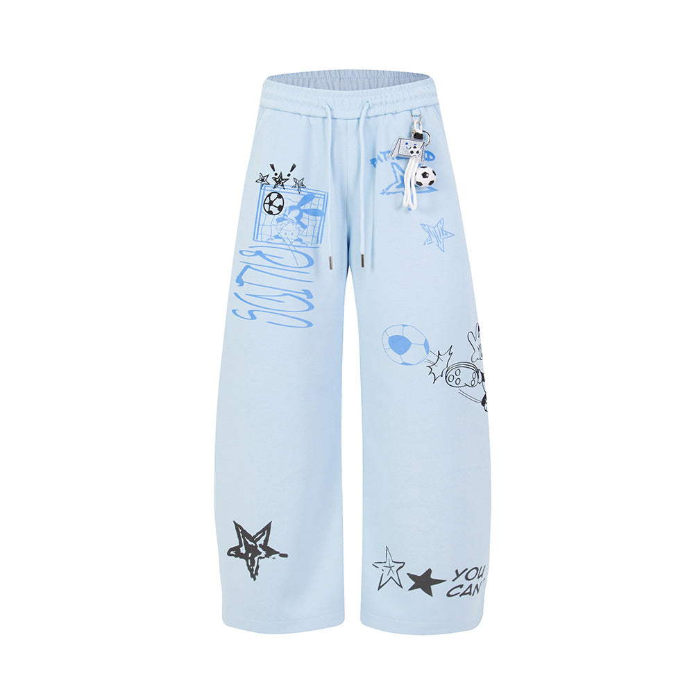 Mickey Mouse Graphic Wide-Leg Sweatpants with Football Charm