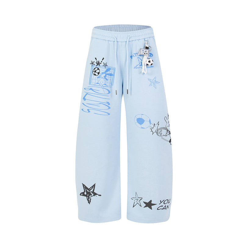 Mickey Mouse Graphic Wide-Leg Sweatpants with Football Charm