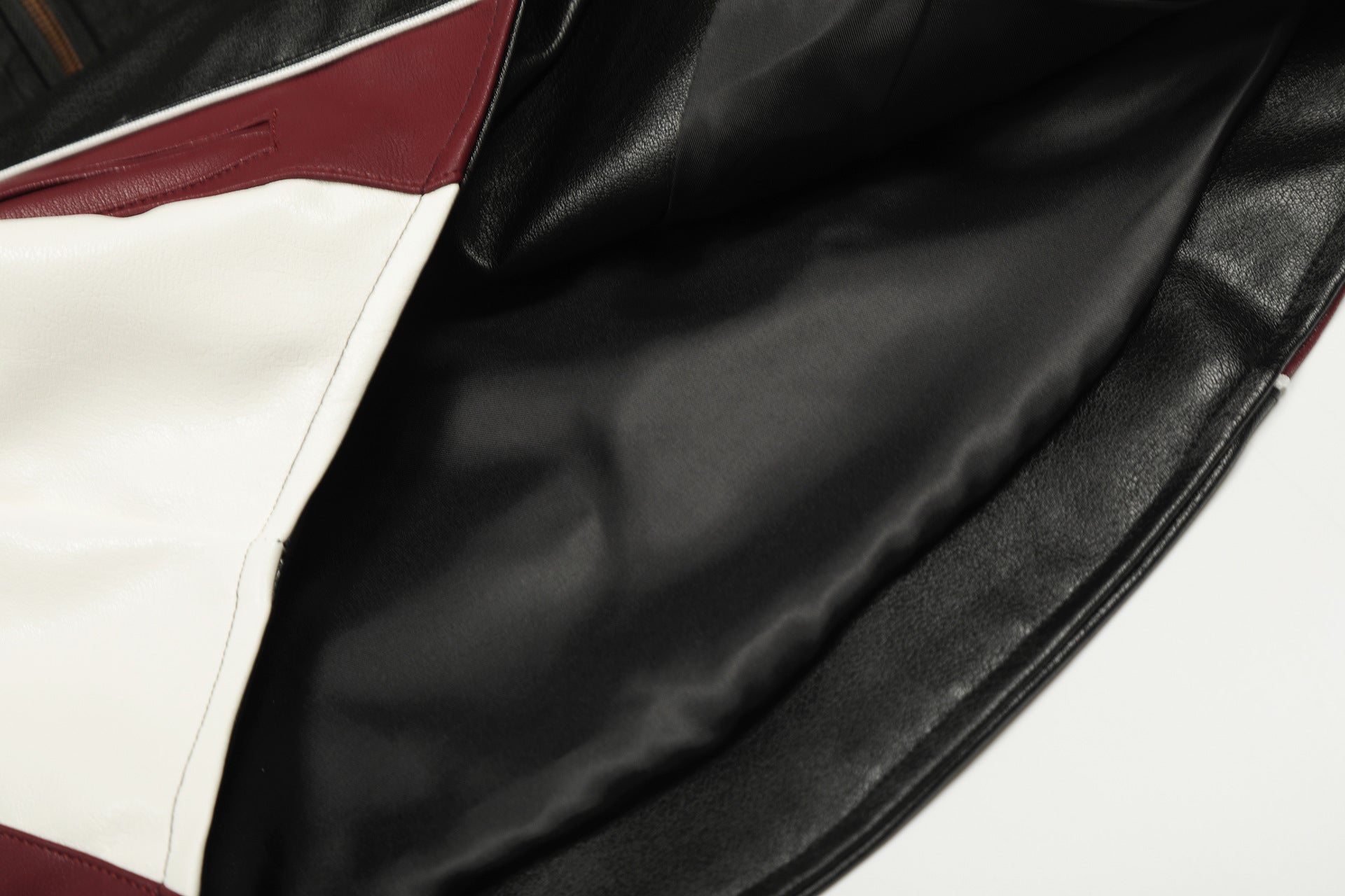 Veste moto de course en similicuir PU – Blouson biker noir à empiècements contrastants