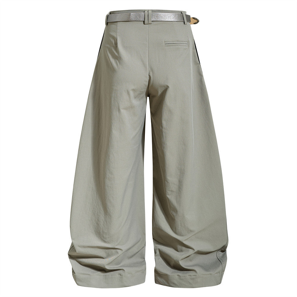 Wide-Leg Barrel Trousers with Belt – High-Waist Oversized Curved Pants