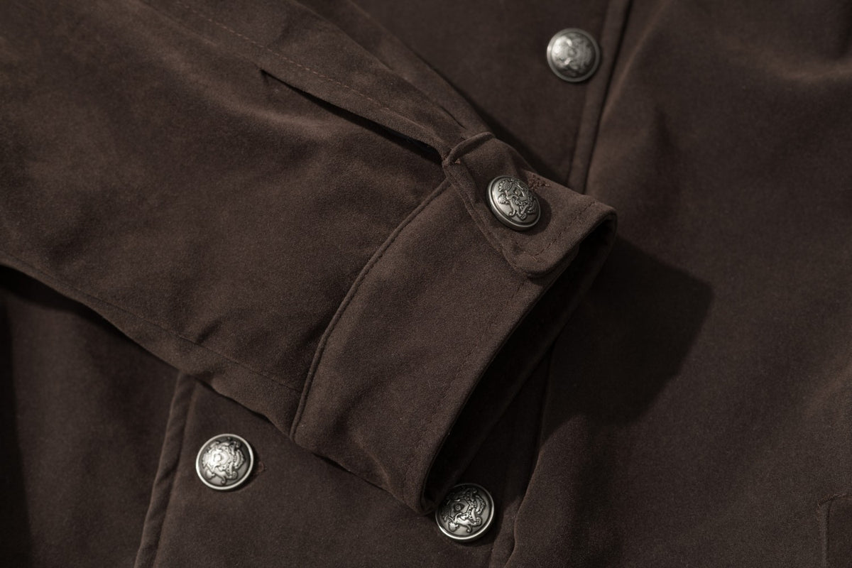 Herren-Doppelreiher – Vintage-Military-Bomberjacke mit Sherpa-Kragen