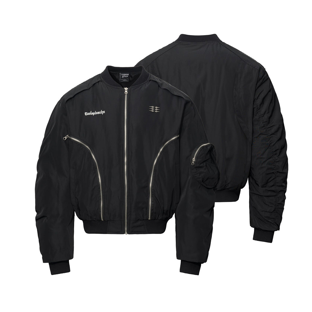 Padded Bomber Jacket – Zip-Up MA-1 Flight Jacket with Sleeve Pocket