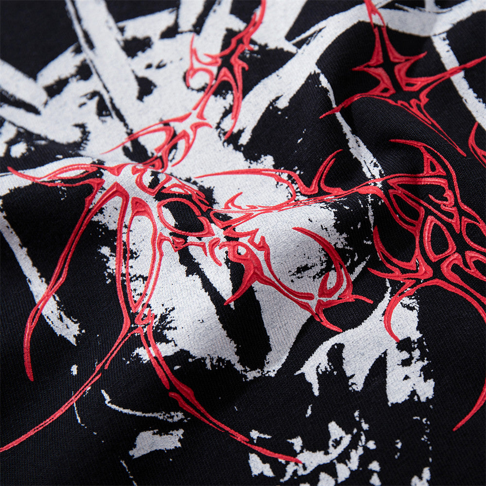 Herren-Langarmshirt mit dunkler Graphic – Skull- und Tribal-Print aus gewaschener Baumwolle