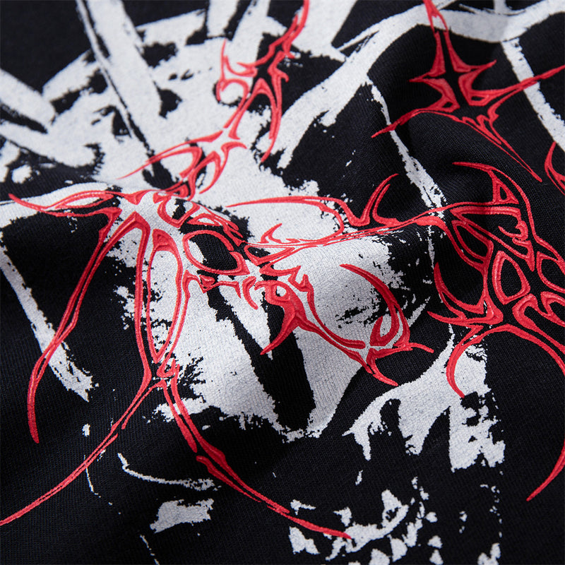 Herren-Langarmshirt mit dunkler Graphic – Skull- und Tribal-Print aus gewaschener Baumwolle