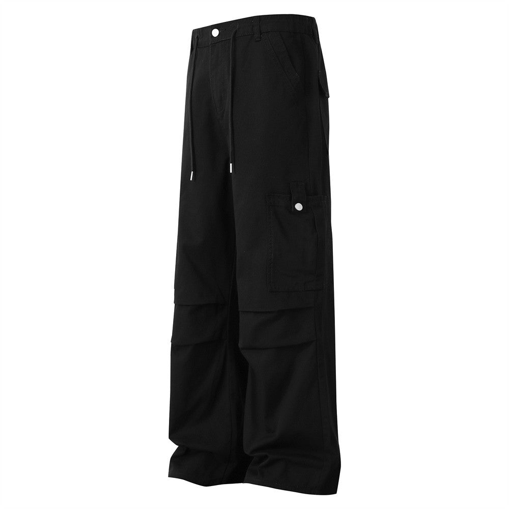 Men's Baggy Cargo Pants – Wide Leg Drawstring Parachute Trousers with