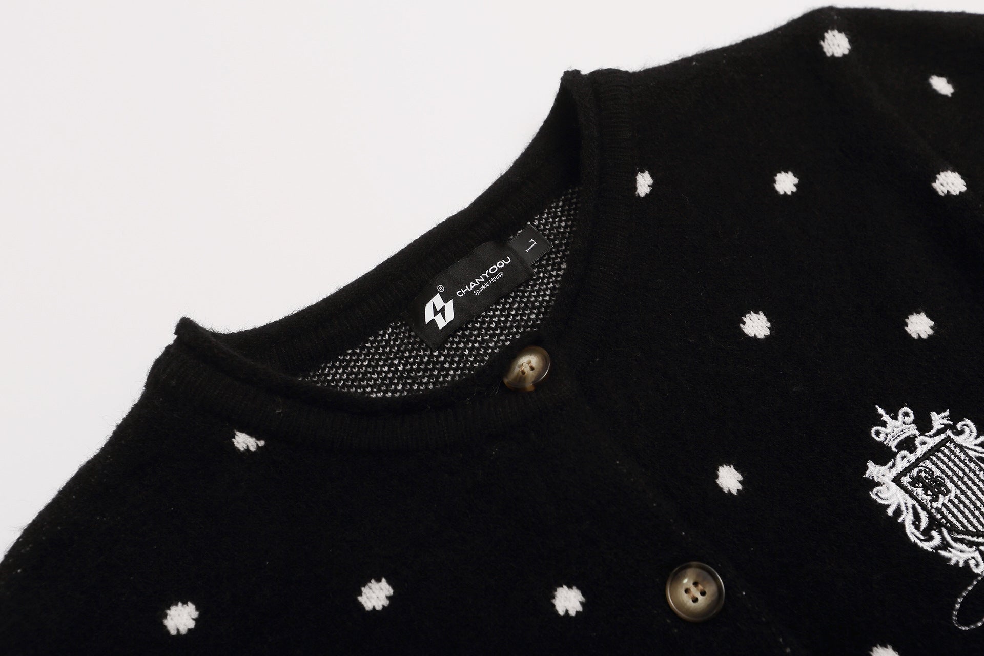Polka Dot Knit Cardigan Sweater – Cropped Button-Up Vintage Style
