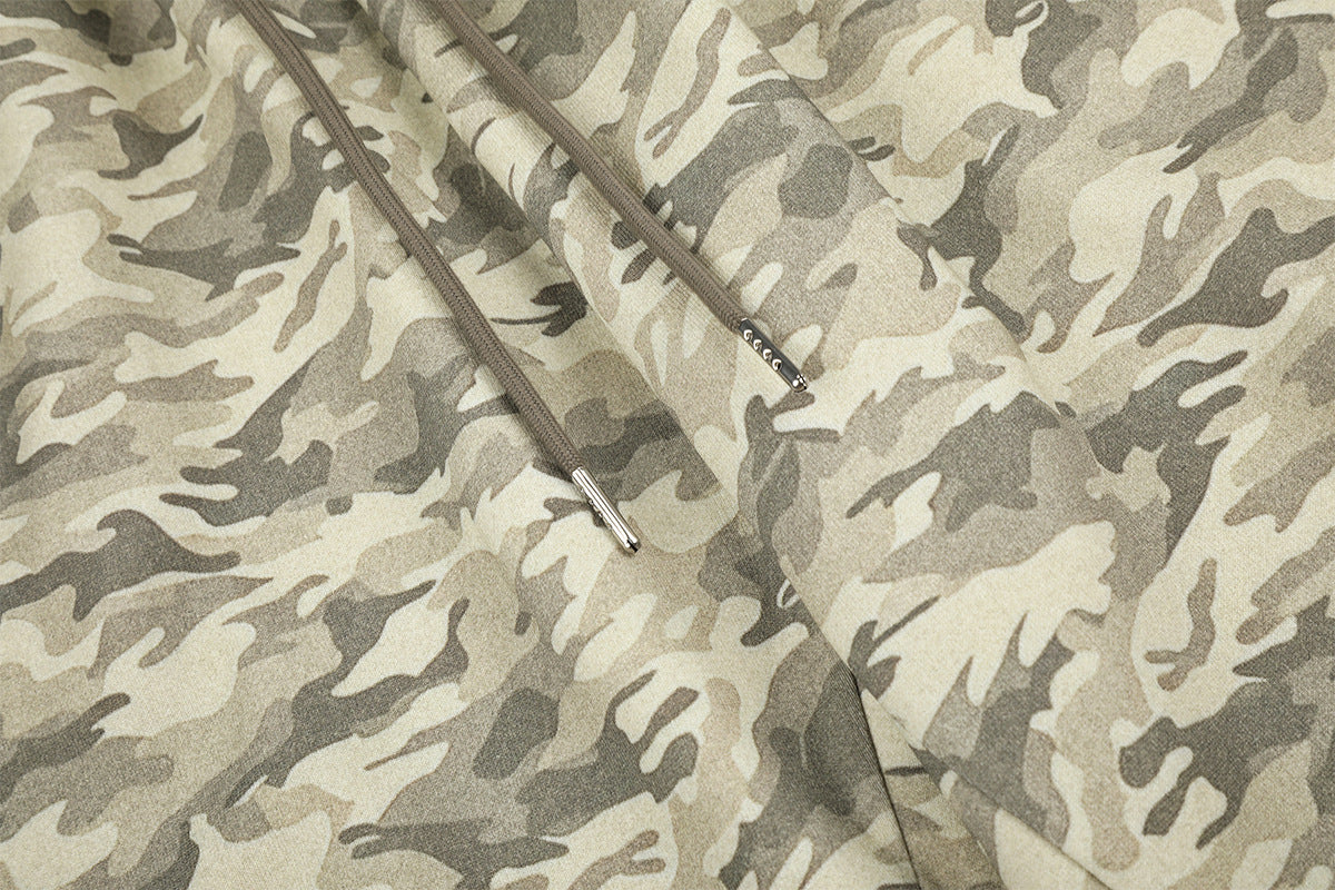 Pantalones de chándal camuflaje de pierna ancha con estrellas bordadas y gráfico 680