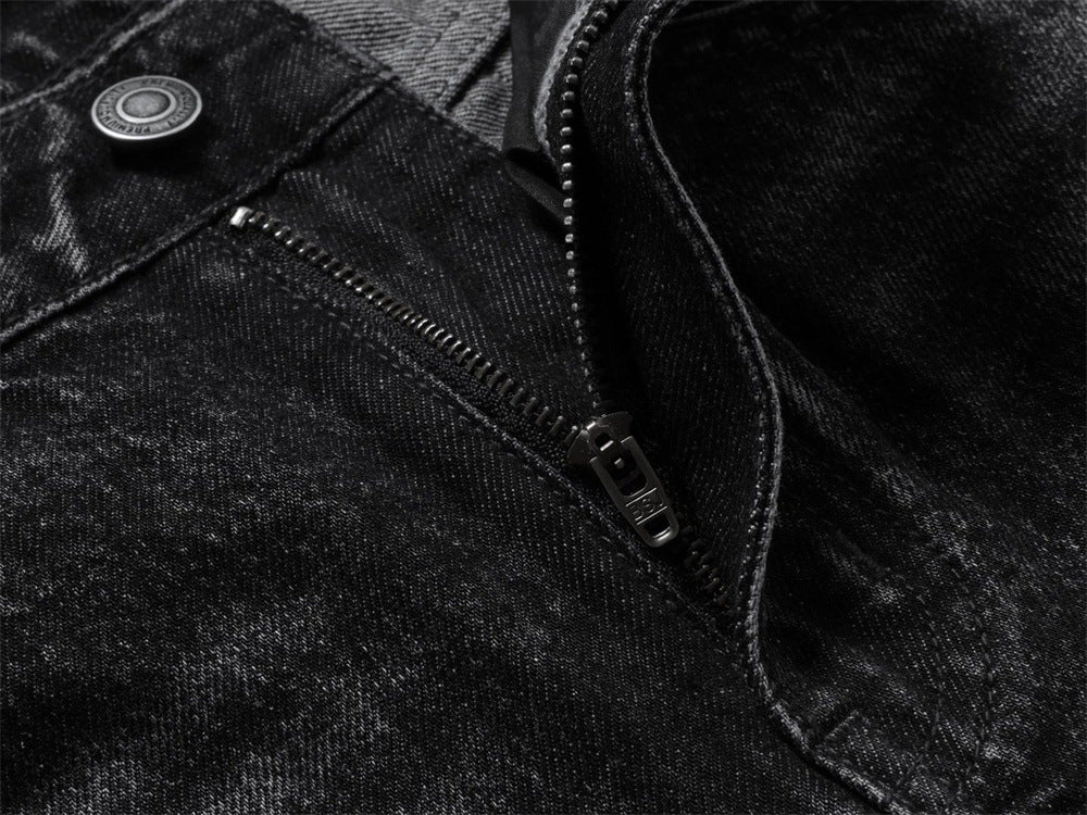 Wide Leg Dad Jeans – Washed Black Denim with Side Stripe Detail