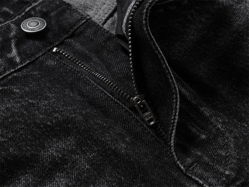 Wide Leg Dad Jeans – Washed Black Denim with Side Stripe Detail
