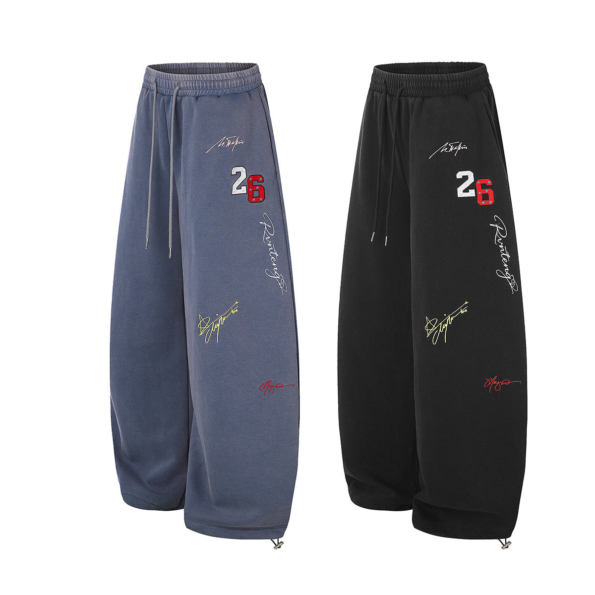 Pantalon de survêtement à jambes larges avec broderies graffiti signature et numéro 26