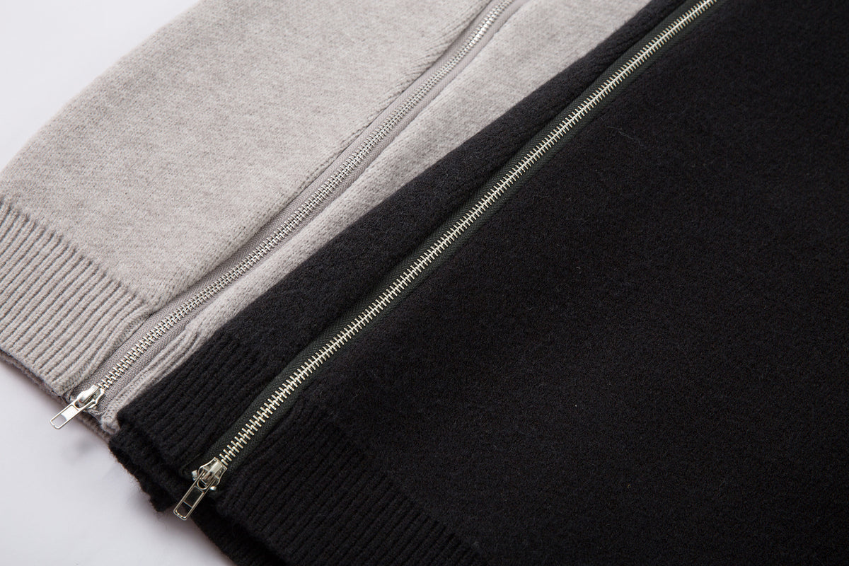 Mens Zip Up Sweater – Diagonal Zipper Mock-Neck Knit Pullover