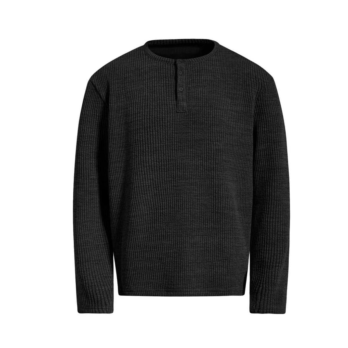 Men's Waffle Knit Henley Long Sleeve Shirt – Relaxed Fit Vintage Tee