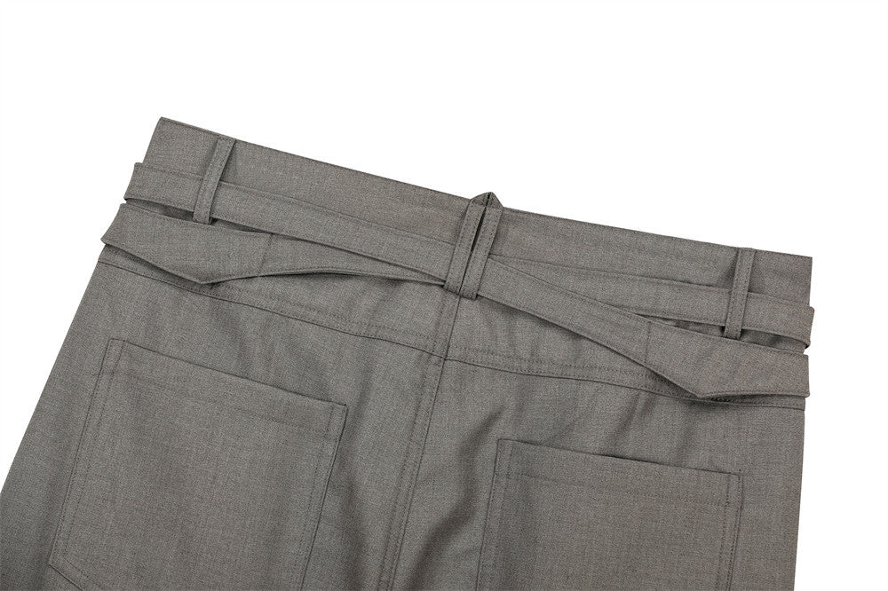 Wide-Leg Pleated Trousers with Drawstring Waist