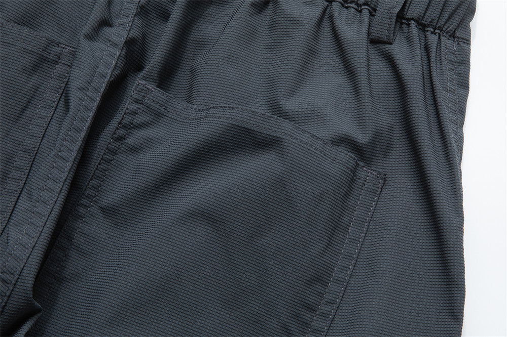 Wide-Leg Cargo Pants – Pleated Parachute Nylon, Relaxed Fit