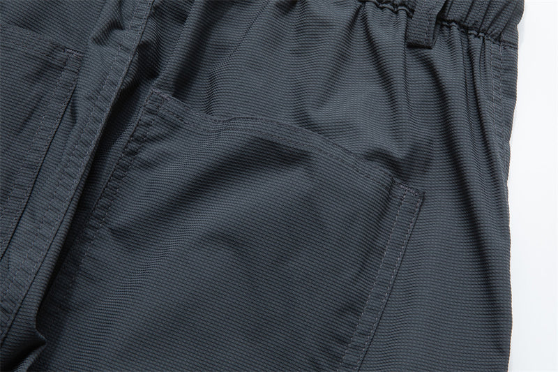 Wide-Leg Cargo Pants – Pleated Parachute Nylon, Relaxed Fit