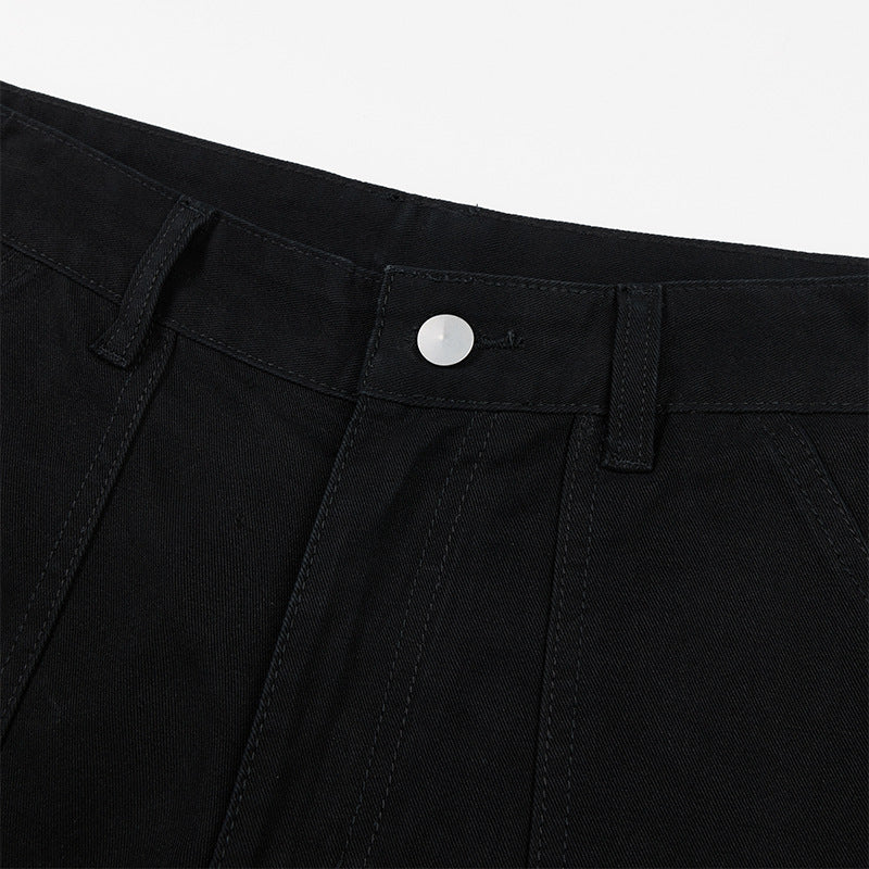 Pantalon cargo large à détails zippés et poches multiples — Noir