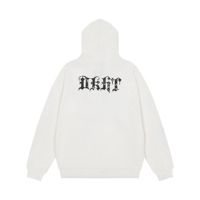 Gothic Flag Graphic Pullover Hoodie – Oversized American Flag Leopard Print
