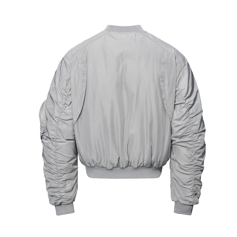Padded Bomber Jacket – Zip-Up MA-1 Flight Jacket with Sleeve Pocket