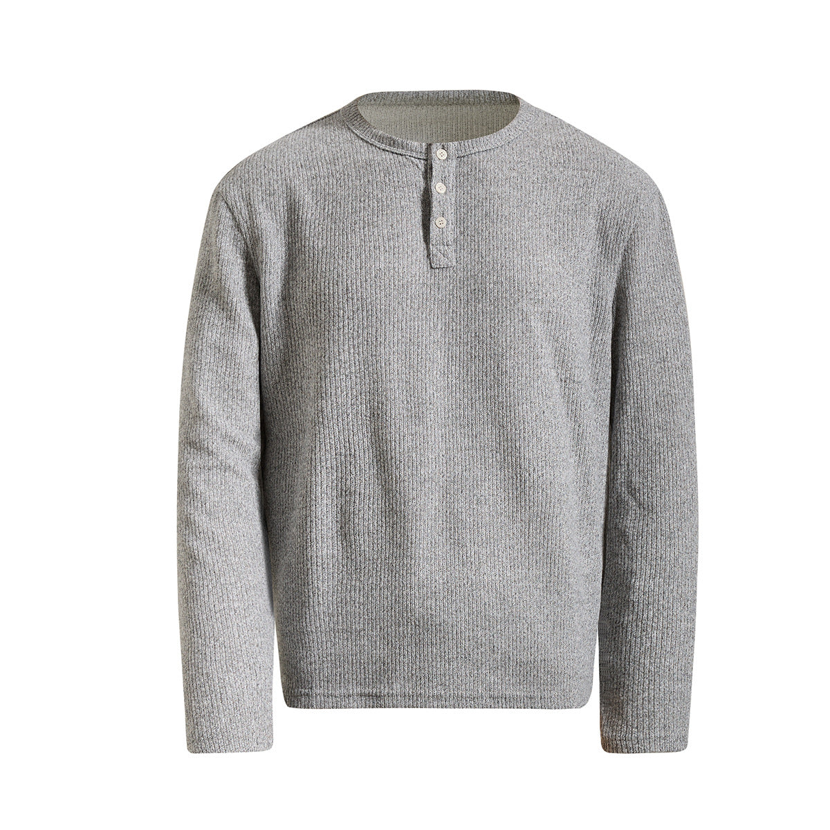 Men's Ribbed Henley Long-Sleeve Shirt – Vintage American Style