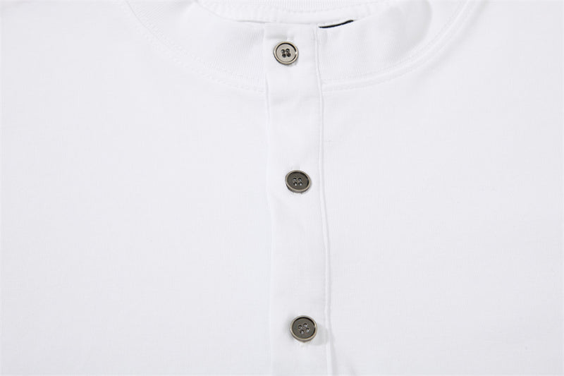 Men's Long Sleeve Henley Shirt with Cross Graffiti Sleeve Print