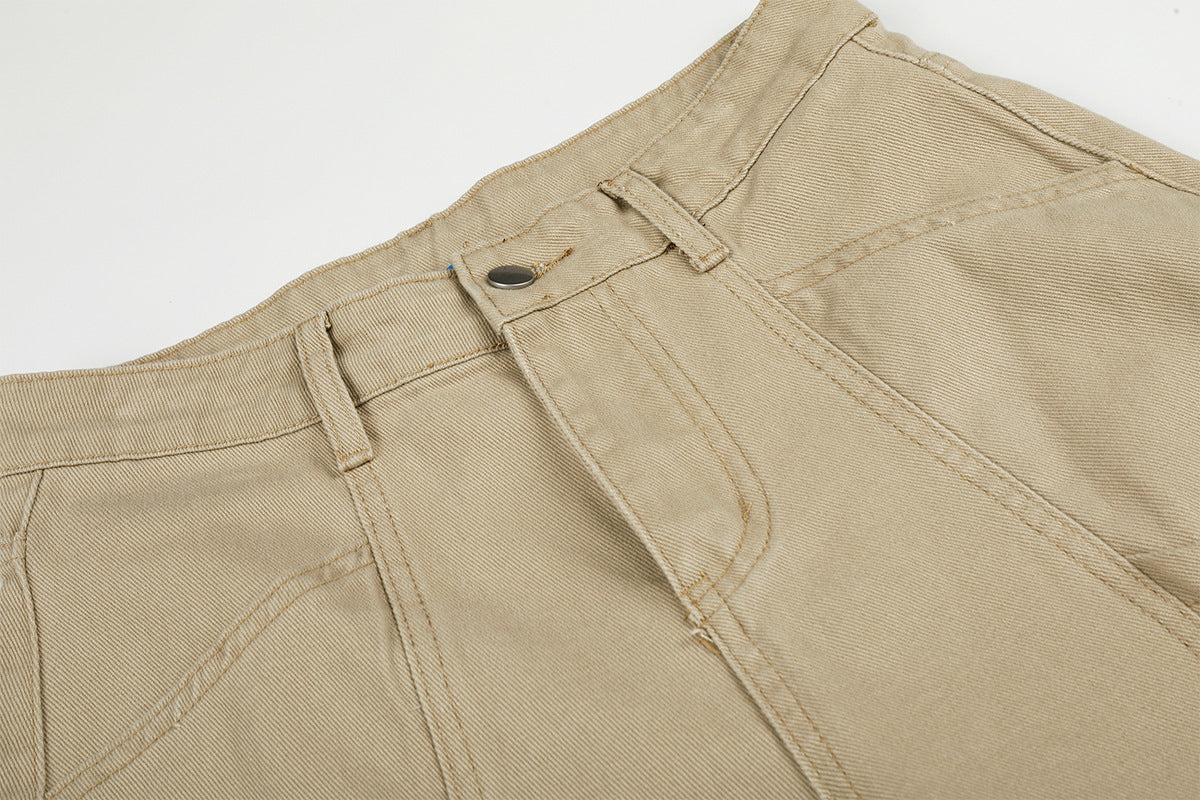 Studded Wide-Leg Cargo Pants with Oversized Pockets