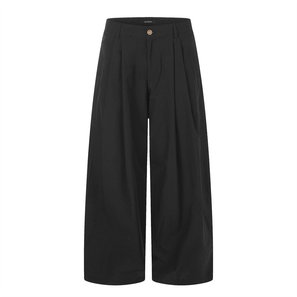Wide-Leg Pleated Trousers – High-Street Drape Fit Pants