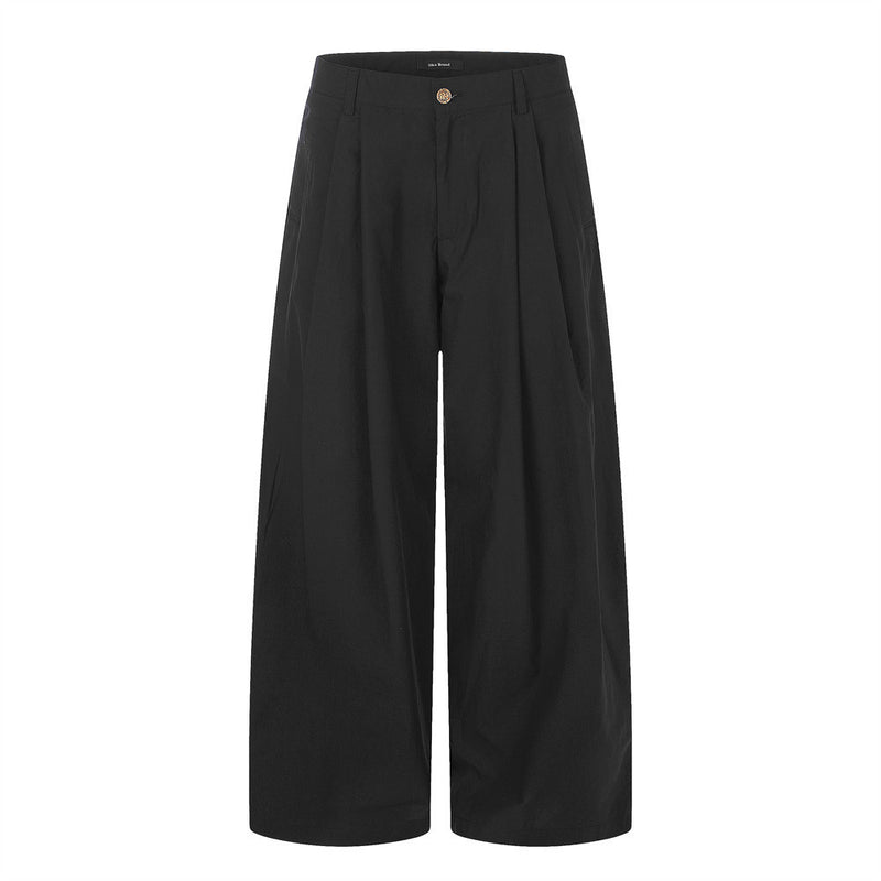 Wide-Leg Pleated Trousers – High-Street Drape Fit Pants